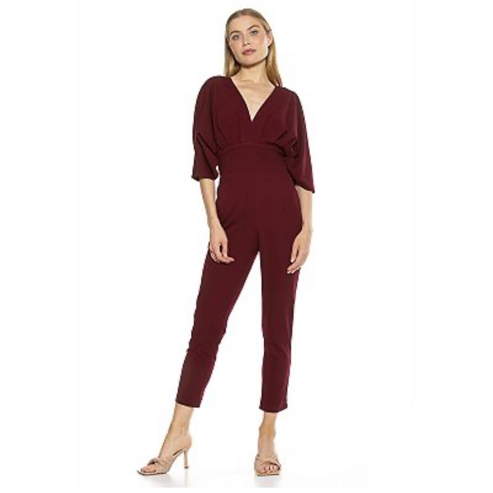 NWOT Alexia Admore Blouson Jumpsuit Navy Blue.Vneck.Dolman Sleeve. Size Small